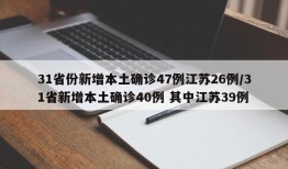 31省份新增本土确诊47例江苏26例/31省新增本土确诊40例 其中江苏39例